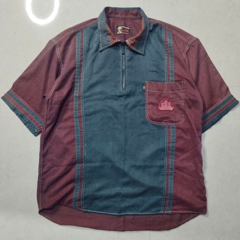 Kaos kerah Halfzip Alien workshop