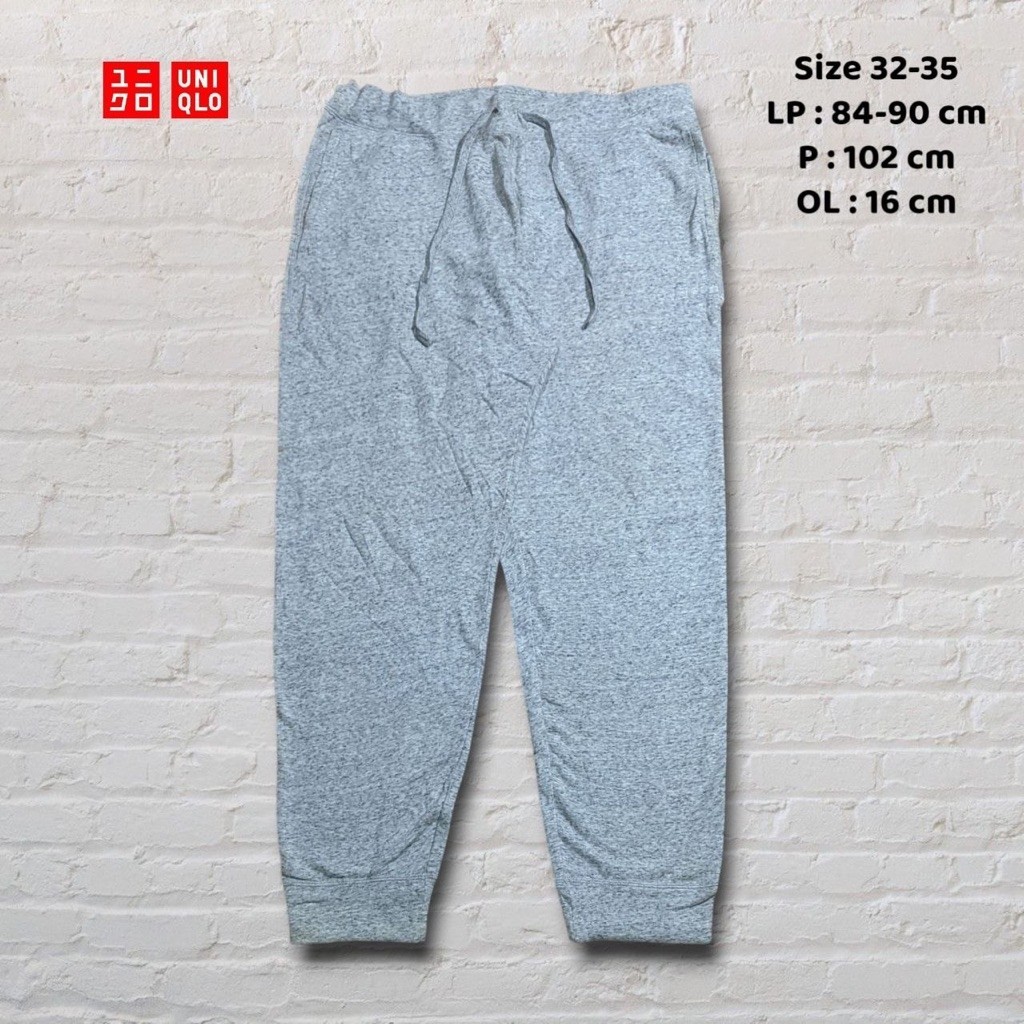 Size 32-35 Celana Panjang Longpants Relax Jogger Uniqlo Grey Misty Second Preloved #CJ218A