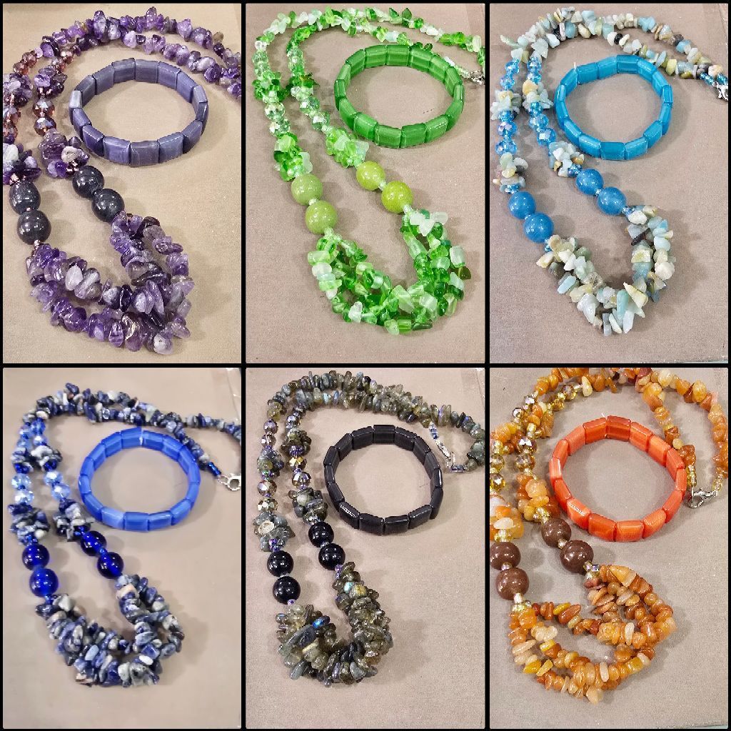 Kalung bandul dan Gelang Batu Mata kucing