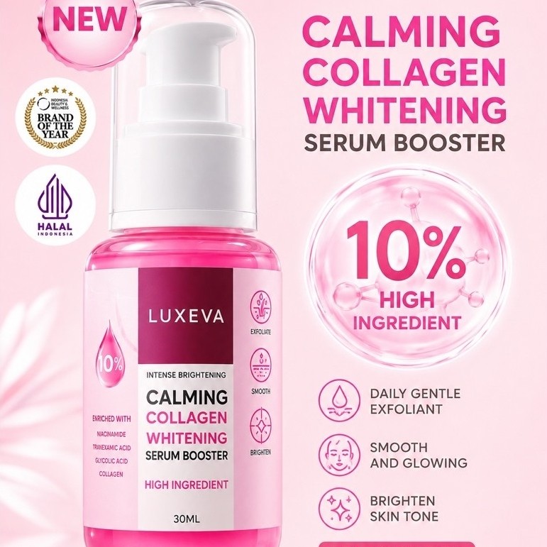 SAMPEL CALMING COLLAGEN WHITENING SERUM BOOSTER | LUXEVA MAKLON | MAKLON SKINCARE  | MAKLON MURAH