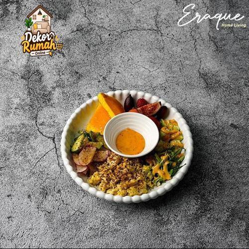 Esme Plate / Piring Saji Salad Keramik Putih Klasik Estetik Mewah Unik
