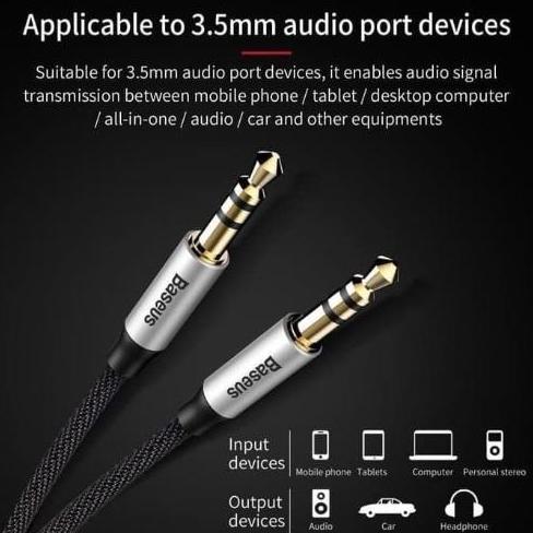 Dj- Baseus Yiven Audio Nylon Cable 3.5 Mm Aux Cable Gold Plated Hifi