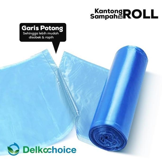 Trash- Kantong Plastik Sampah Biru Roll Trash Bag Jumbo Delkochoice 45X60Cm