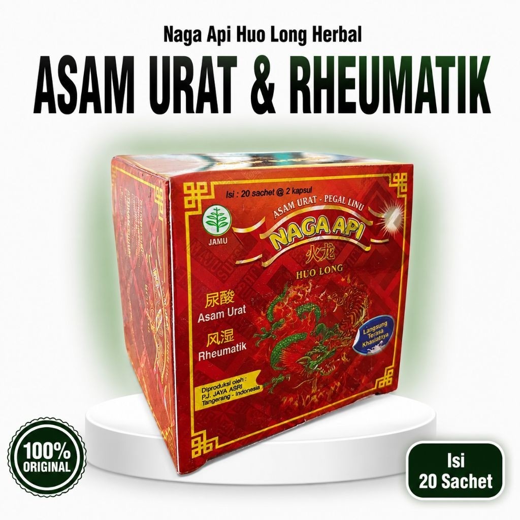 Jamu Naga Api Huo Long Kapsul Herbal Asam Urat & Rheumatik 20 Sachet