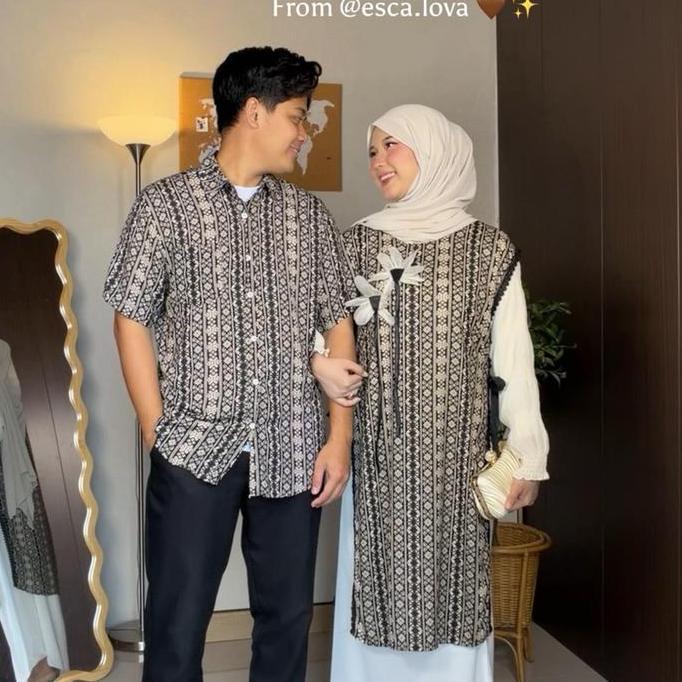 OOTD Saca Couple Set Kemeja Pria Outer Wanita Lebaran Raya Seragam Kondangan OOTD