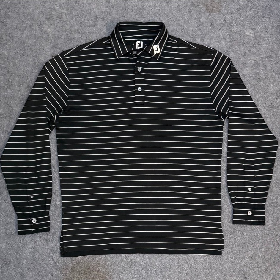 Footjoy White Strip black Golf Shirt