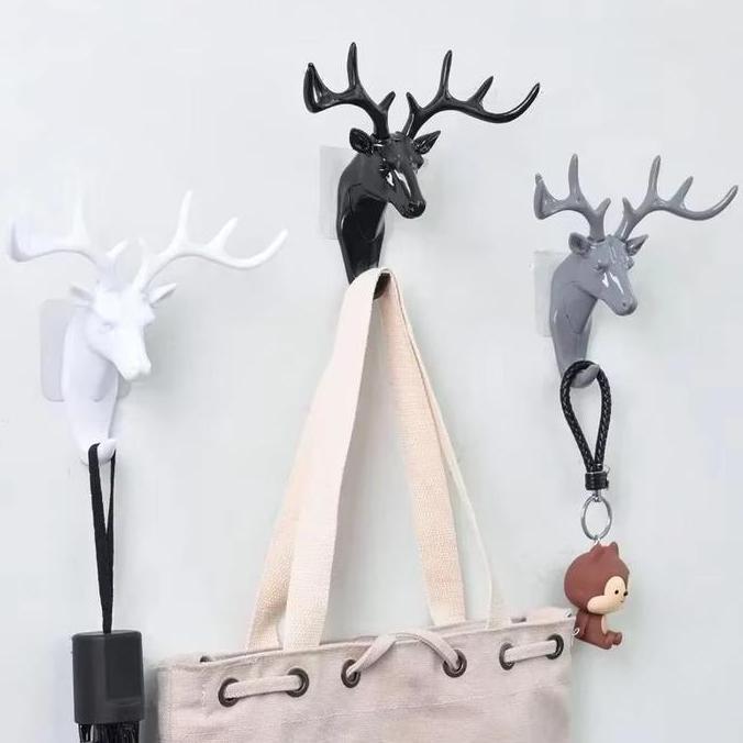 HAWAYMAX Hanger Gantungan Kunci Dinding Tanduk Rusa Doe Deer Key Hooks Stand Hook Dekorasi Pajangan 