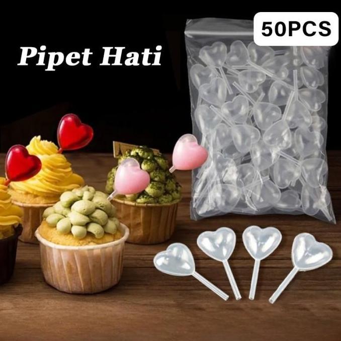 SAMBINAKA 50pcs Pipet Fla Puding 4ml Pipet Pudding Pipet Puding Mini Pipet Bentuk Hati