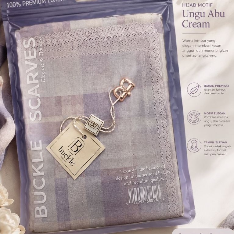 Buttonscarves Nusantara Series Voal Like New Warna Oasis Soft Lilac