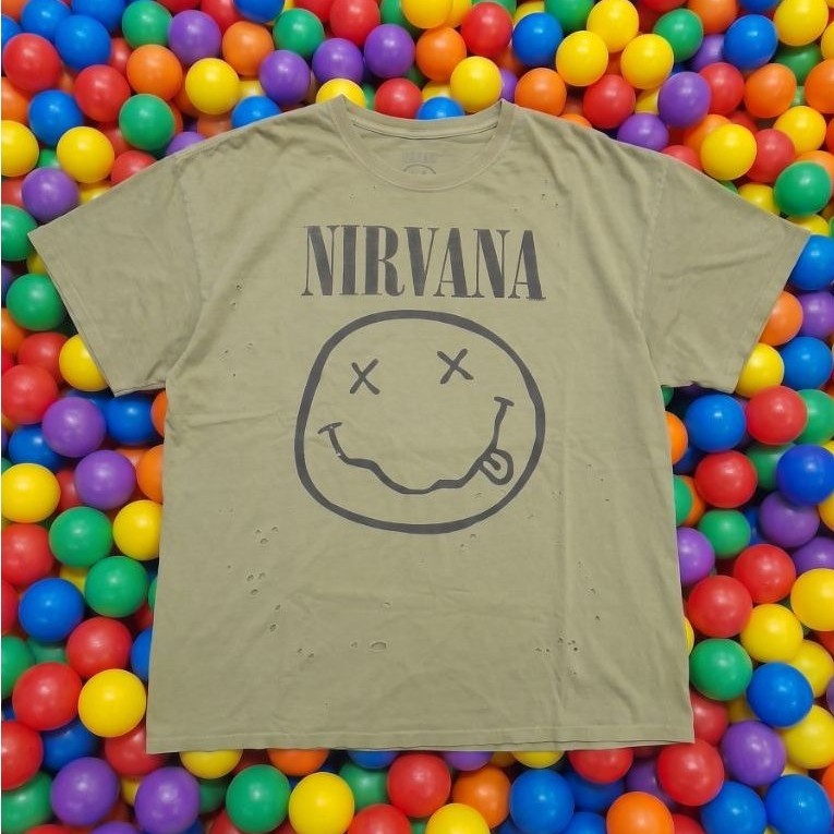 Nirvana Hole Distressed Smiley Tee