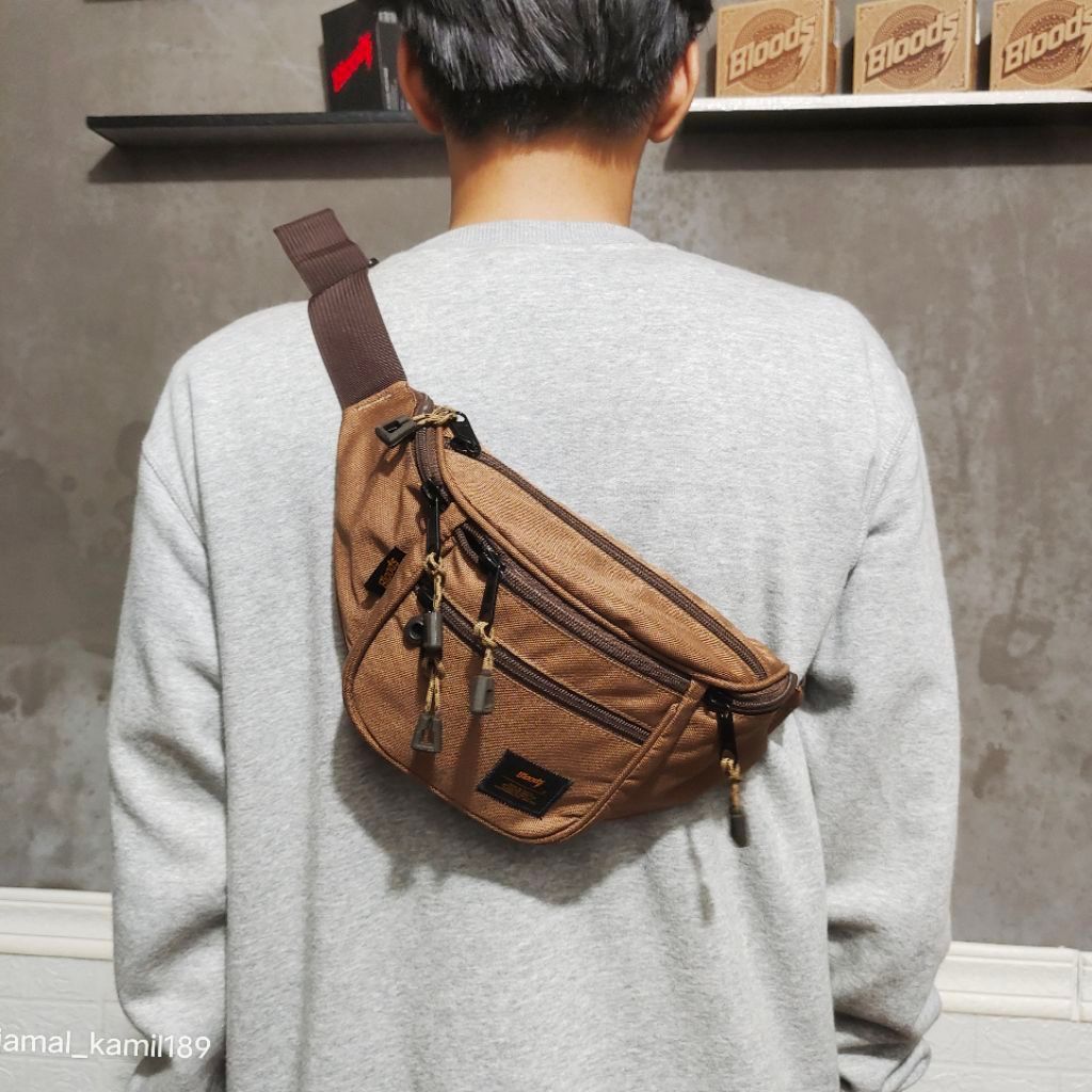 TAS SELEMPANG WAISTBAG BLOODS ROUGE BROWN ORIGINAL.