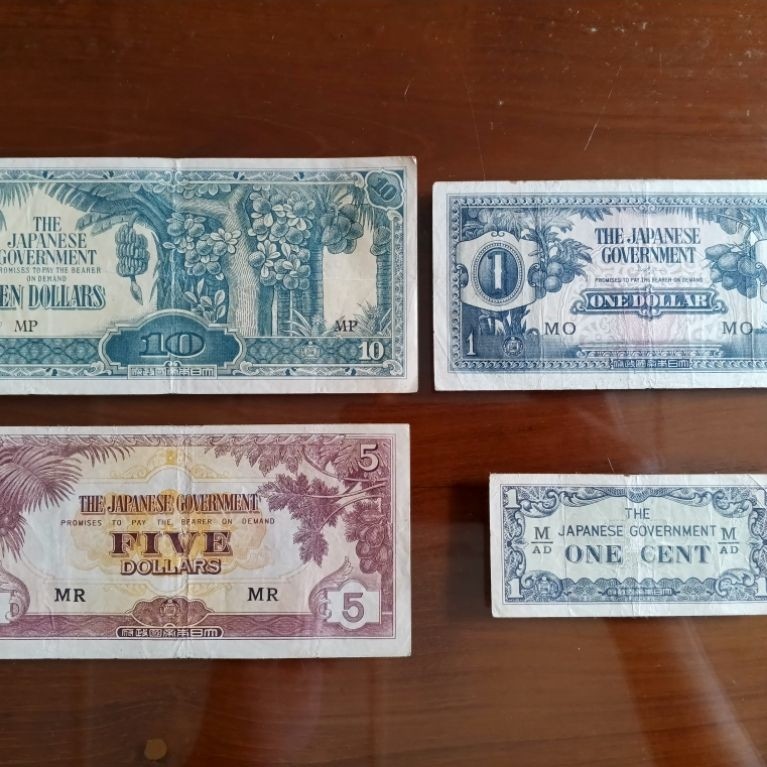 4 Lembar Uang Dollar & Cent Japanese Goverment 1944