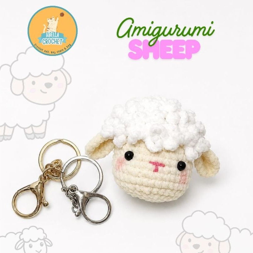 Handmade gantungan kunci sheep - crochet sheep keychain souvenir gantungan tas lucu