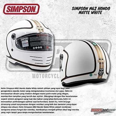 HELM SIMPSON M62 HONDO WHITE MATTE ORIGINAL HELMET CLASSIC SIMPSON