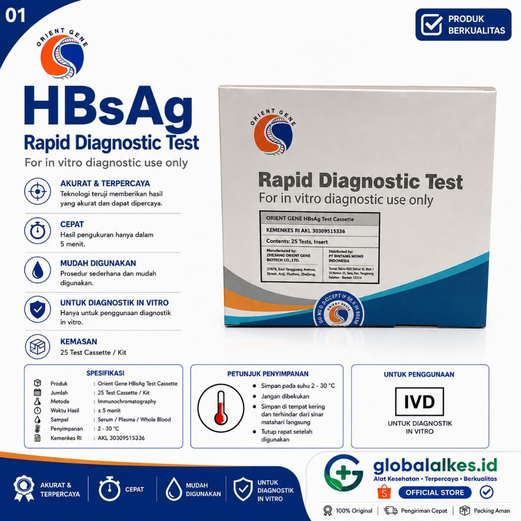 Hbsag Strip ORIENT GENE Hbsag Strip isi 50 / Rapid Test Hbsag Casetee ORIENT