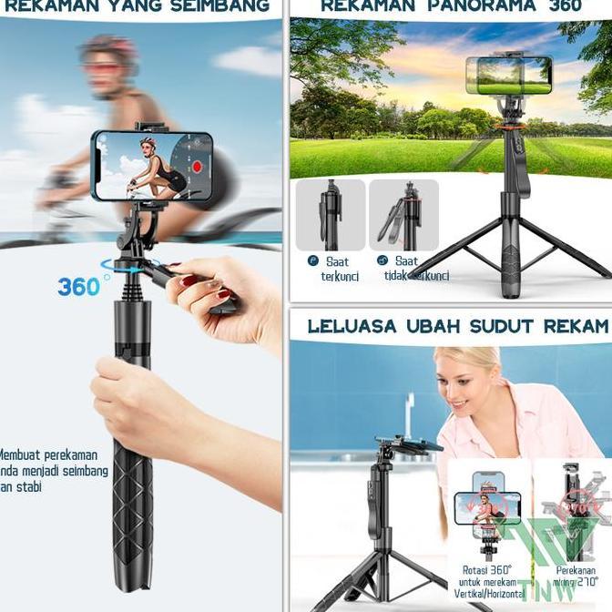 Acc- Tnw Tongsis Tripod Bluetooth Selfie Stick Tripod Kamera 1/4 Adaptor