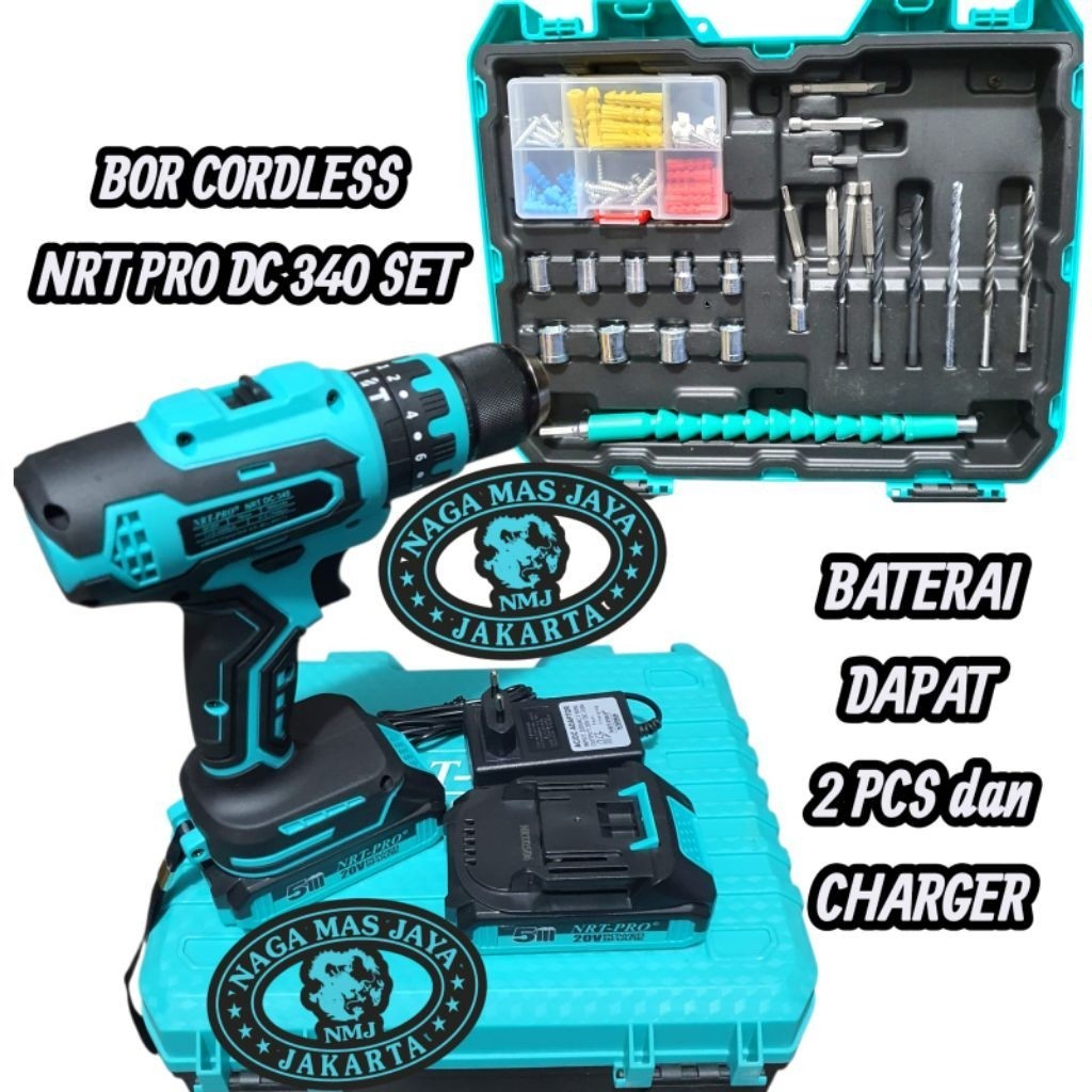 MESIN BOR BATERAI NRT PRO DC 340 SET / BOR CORDLESS NRT PRO DC340 SET / BOR CAS NRT PRO DC 340SET