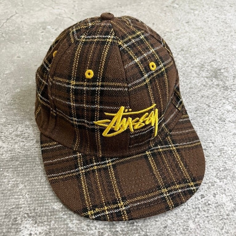 Vintage 00s Stussy Logo Plaid Snapback