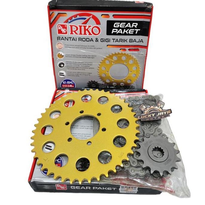 Promo Gearset girset chainkit Gear gir set rantai suzuki Dr 200 Dr200 RIKO Diskon