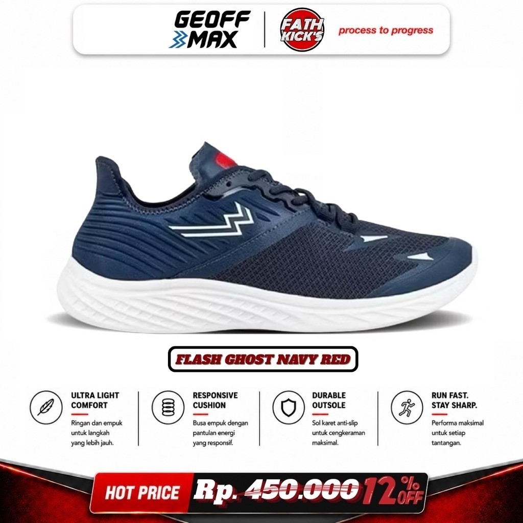 Sepatu Athletica Original- Flash Ghost Navy Red | Sepatu Olahraga Pria Wanita | Sepatu Runing