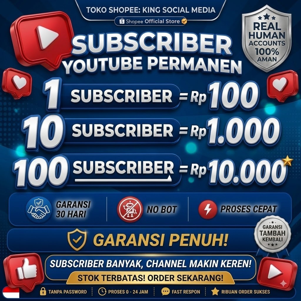 Jasa Subscriber YouTube Syarat Monetisasi | Aman, Stabil & Garansi 30 Hari