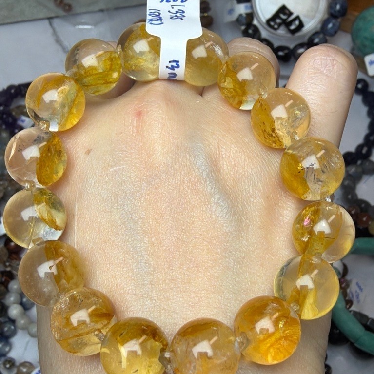 Bullnose Golden Healer 13mm Serti/ Gelang Bullnose Golden Healer Kristal Batu Alam