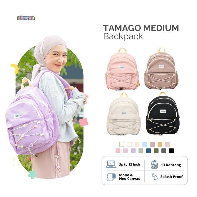 Himeku TAMAGO MEDIUM Backpack - Tas Sekolah Sedang - Ransel Kanvas Wanita