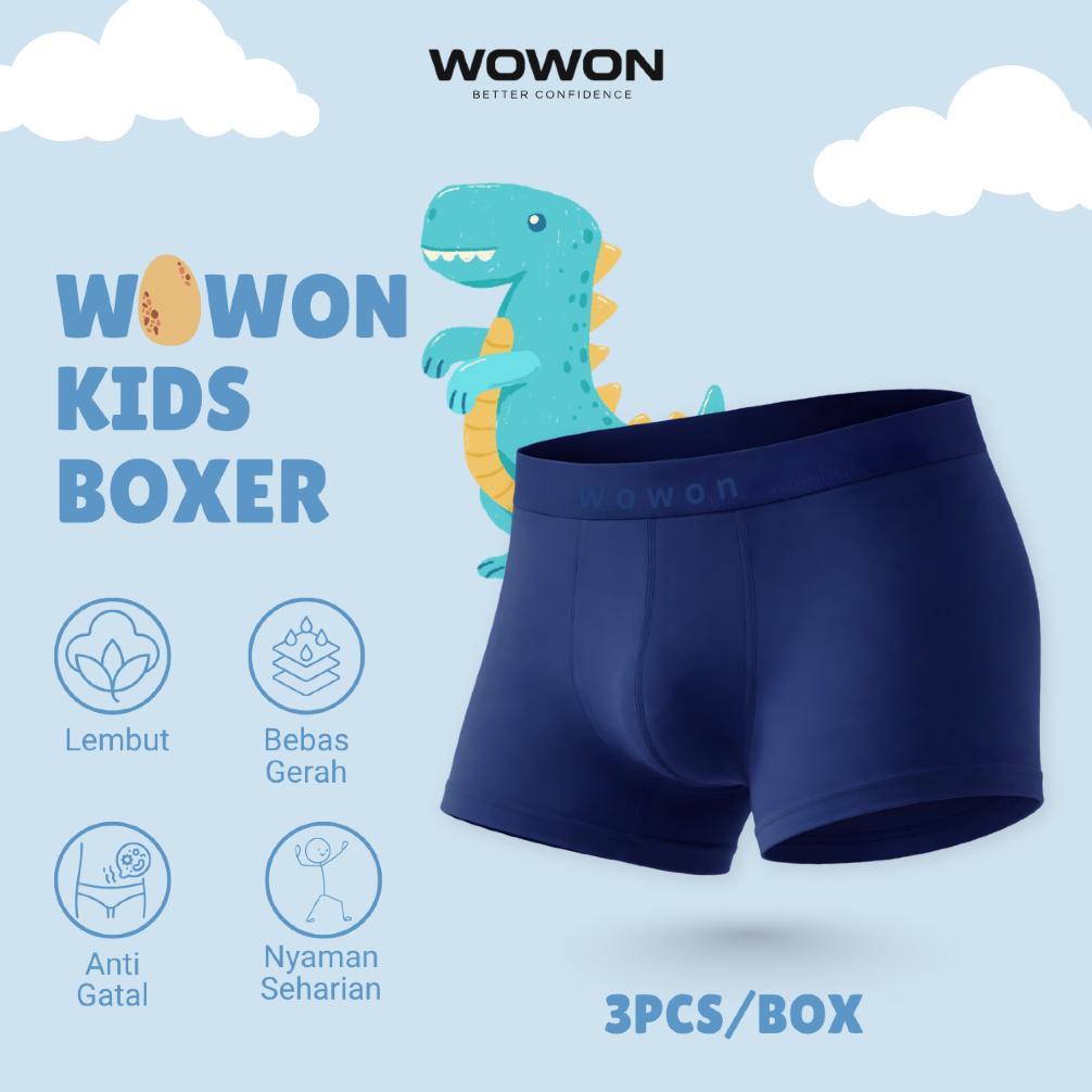 GARANSI (3 PCS) Wowon Kids Boxer - Boxer Anak Anti Bakteri - Extreme Comfort Boxer