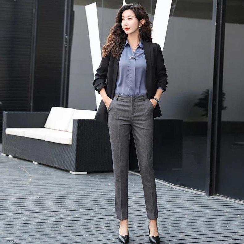 ORIGINAL CELANA KERJA KANTOR BAHAN KAIN KEPER PREMIUM WANITA SLIMFIT