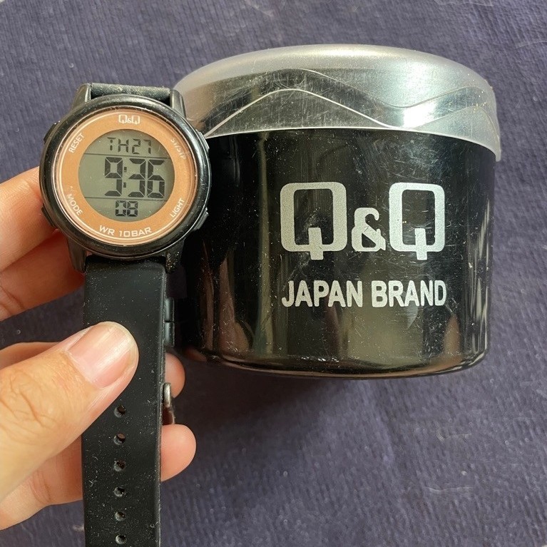 Jam Tangan Digital Q&Q Japan Brand WR 10Bar Tali Hitam