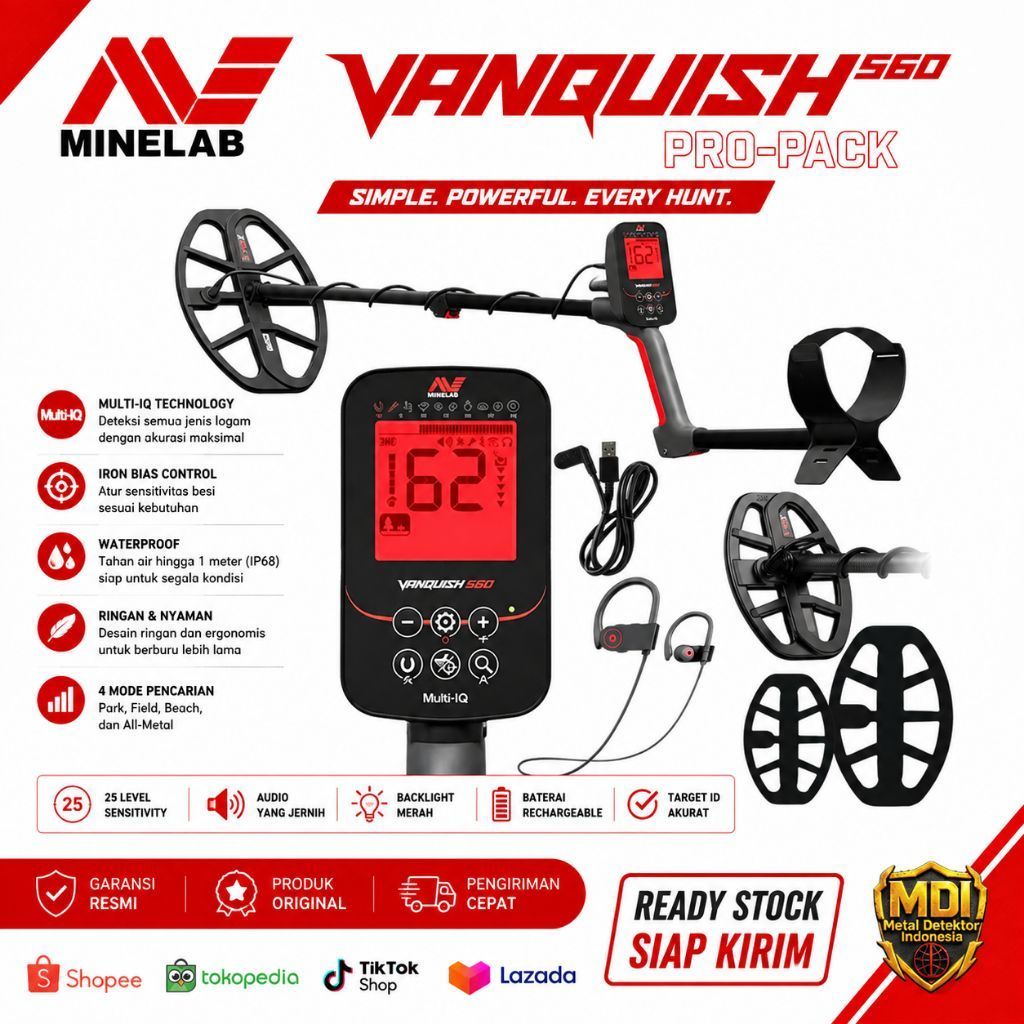 Vanquish 560 ProPack Pendeteksi Emas Resmi Minelab