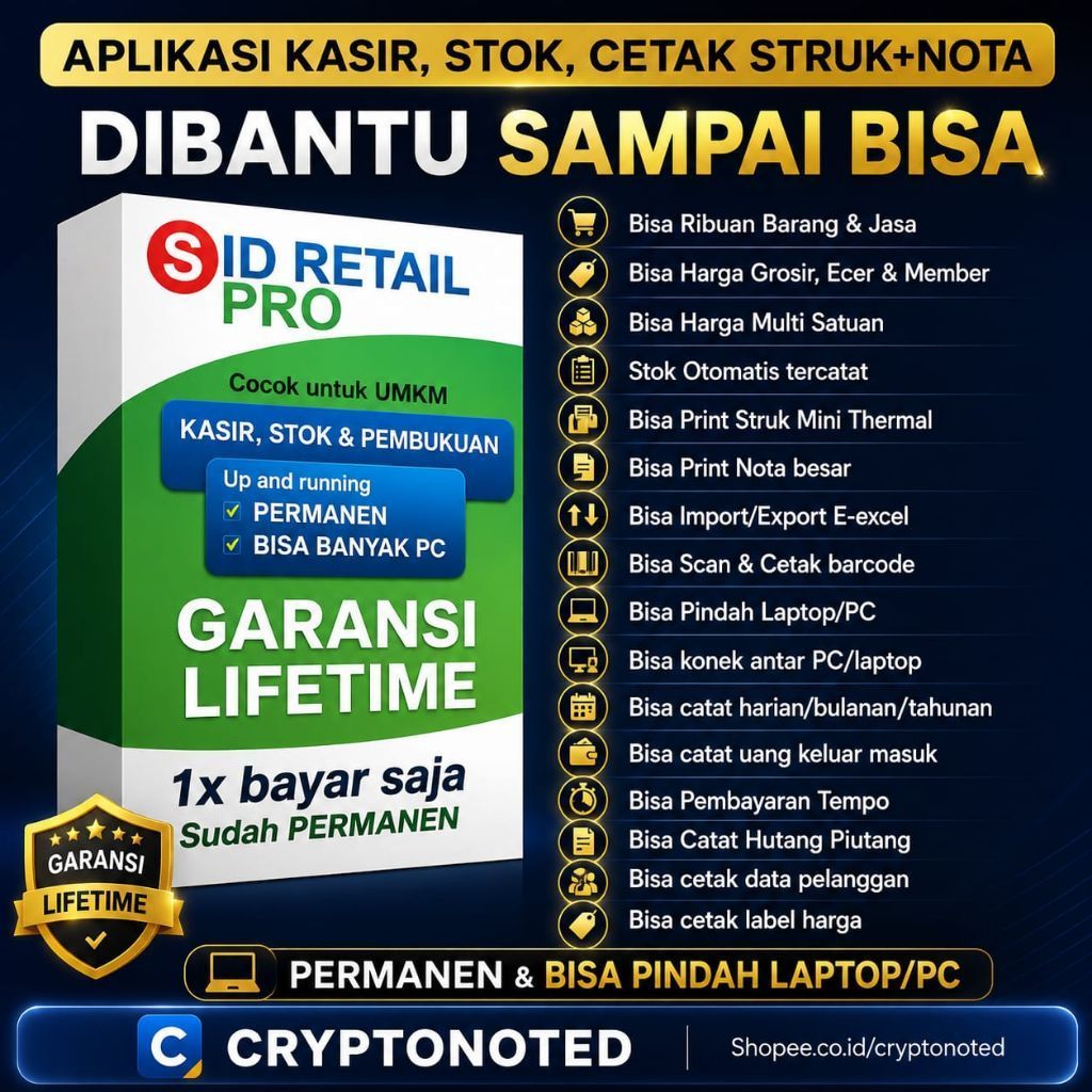 Aplikasi Kasir SID Retail Pro Untuk Toko Minimarket ORIGINAL POS Full Verison Lifetime Komputer Klon