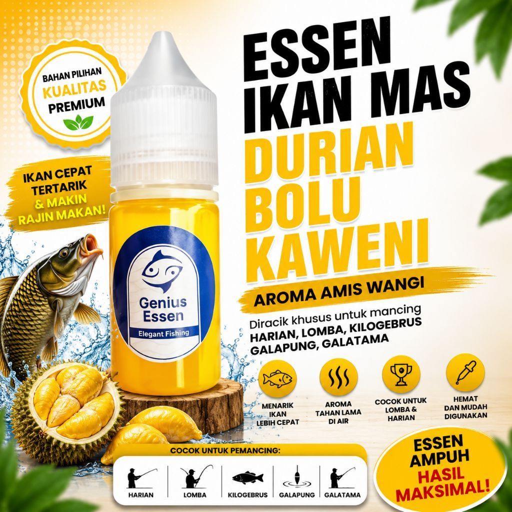 ESSEN IKAN MAS AROMA DURIAN BOLU KAWENI essen ikan mas harian essen ikan mas lomba essen ikan mas ki
