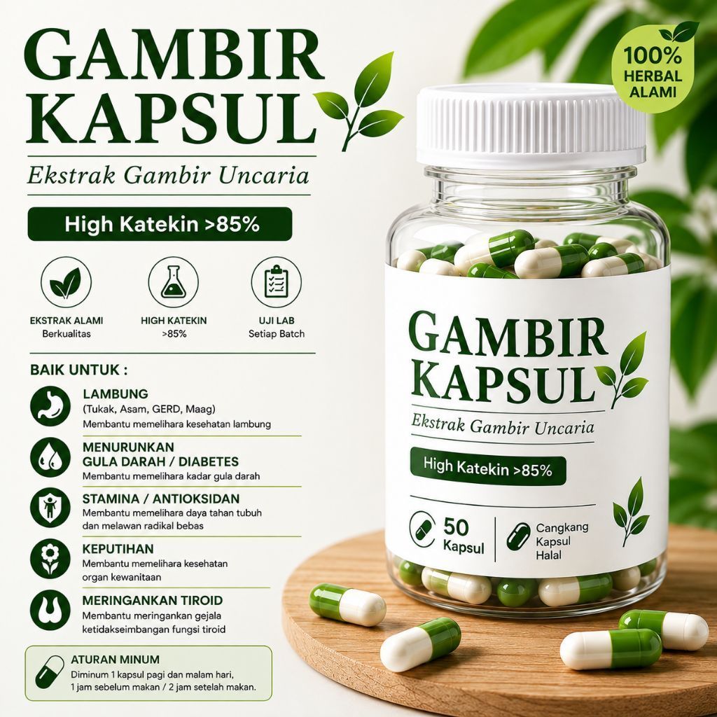 Gambir Kapsul Uncaria Herbal Alami
