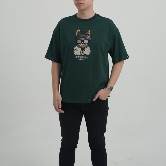 Lifework Hipdog Applique Tee Green Original