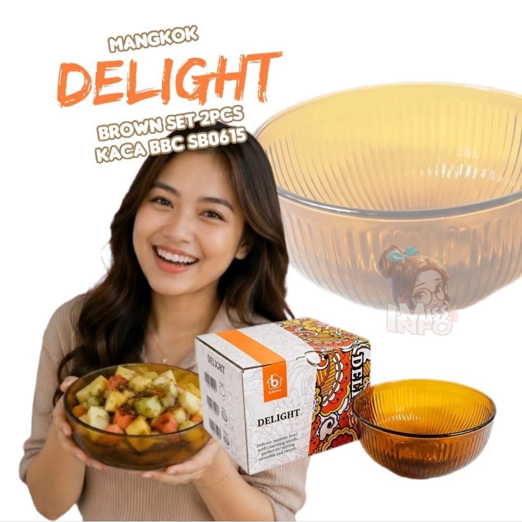 MANGKOK DELIGHT BROWN SET 2PCS KACA BBC SB0615