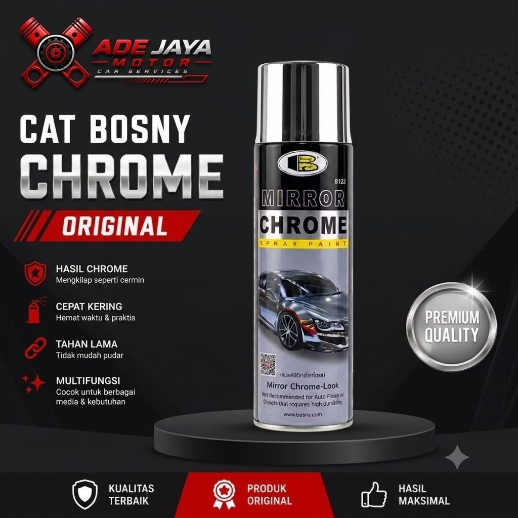 BOSNY MIRROR CHROME SPRAY PAINT 270 MIL Cat BOSNY CHROME ORIGINAL THAILAND