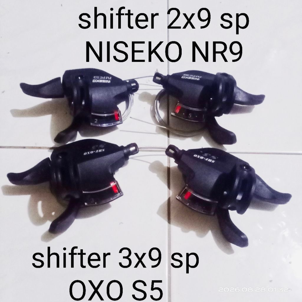 Shifter Sepeda NISEKO NR9 2x9 speed dan OXO S5 3x9 speed warna hitam