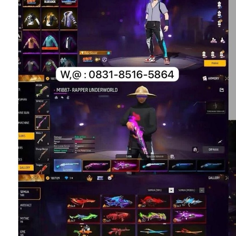 jual akun free fire su