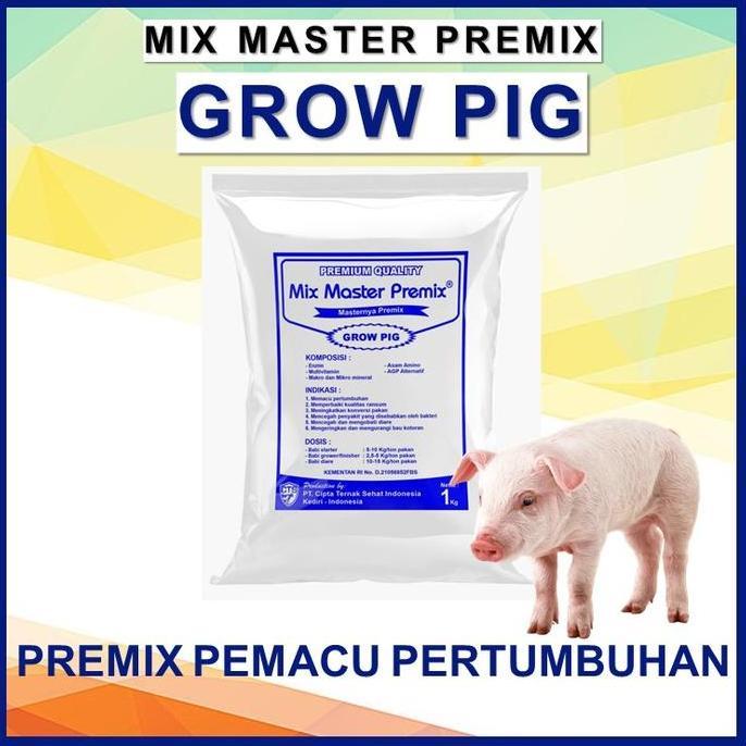 MIX MASTER PREMIX GROW PIG - Premix Suplemen Pakan Vitamin Babi Pemacu Pertumbuhan Babi