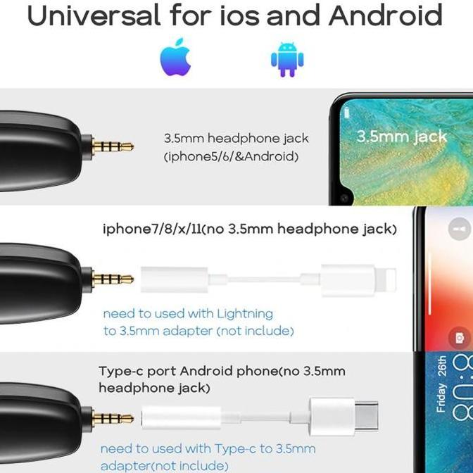 Microphone Mic Clip On Wireless Youtuber Vlog Untuk Smartphone Hp
