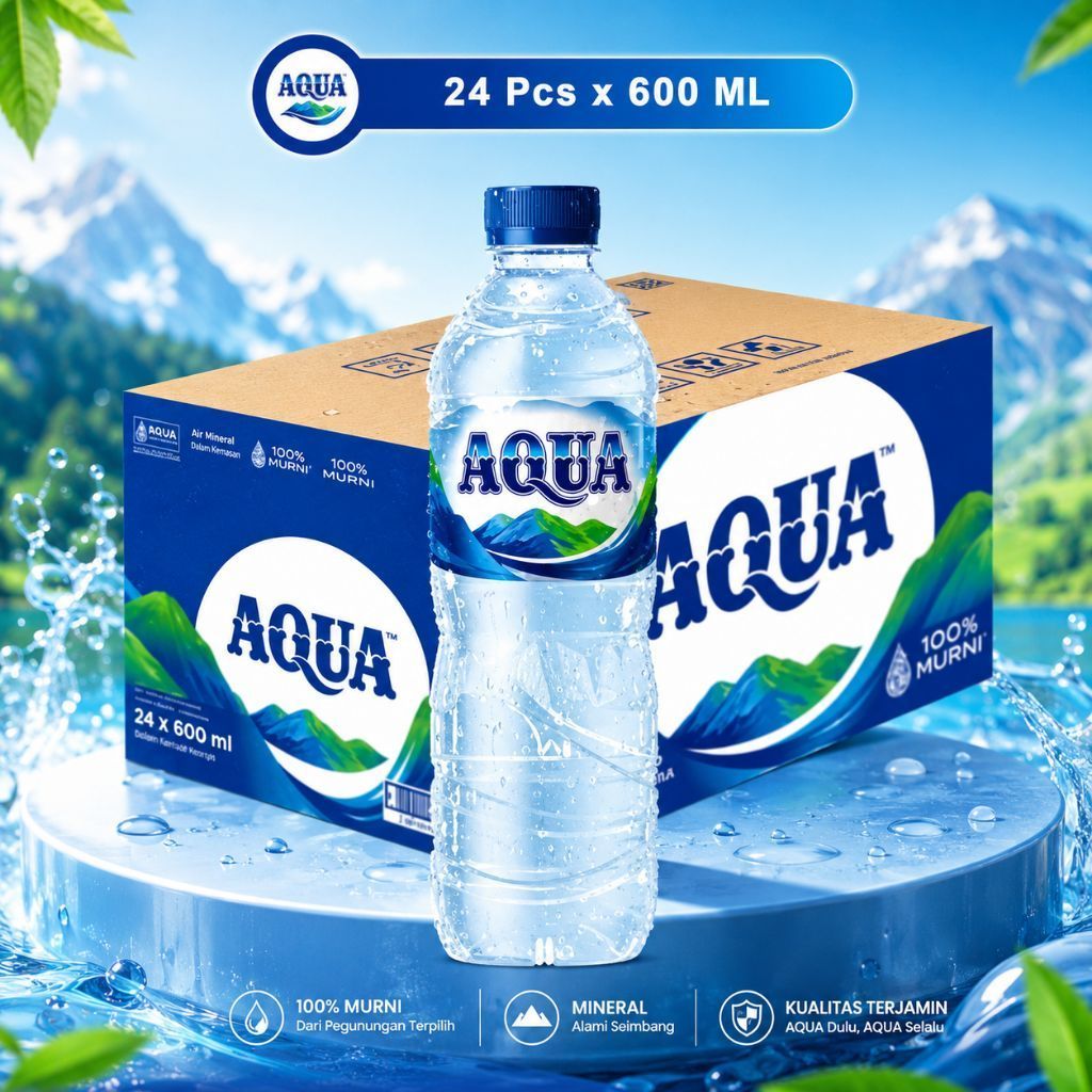 aqua botol 600 ml isi 24 botol / aqua botol 600 ml 1 dus