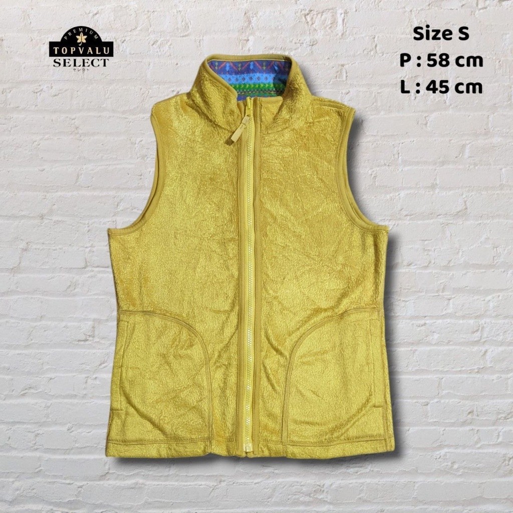 Size S Vest Rompi Fleece Reversible Bolak Balik Topvalu Navajo Kuning Second Preloved #V12