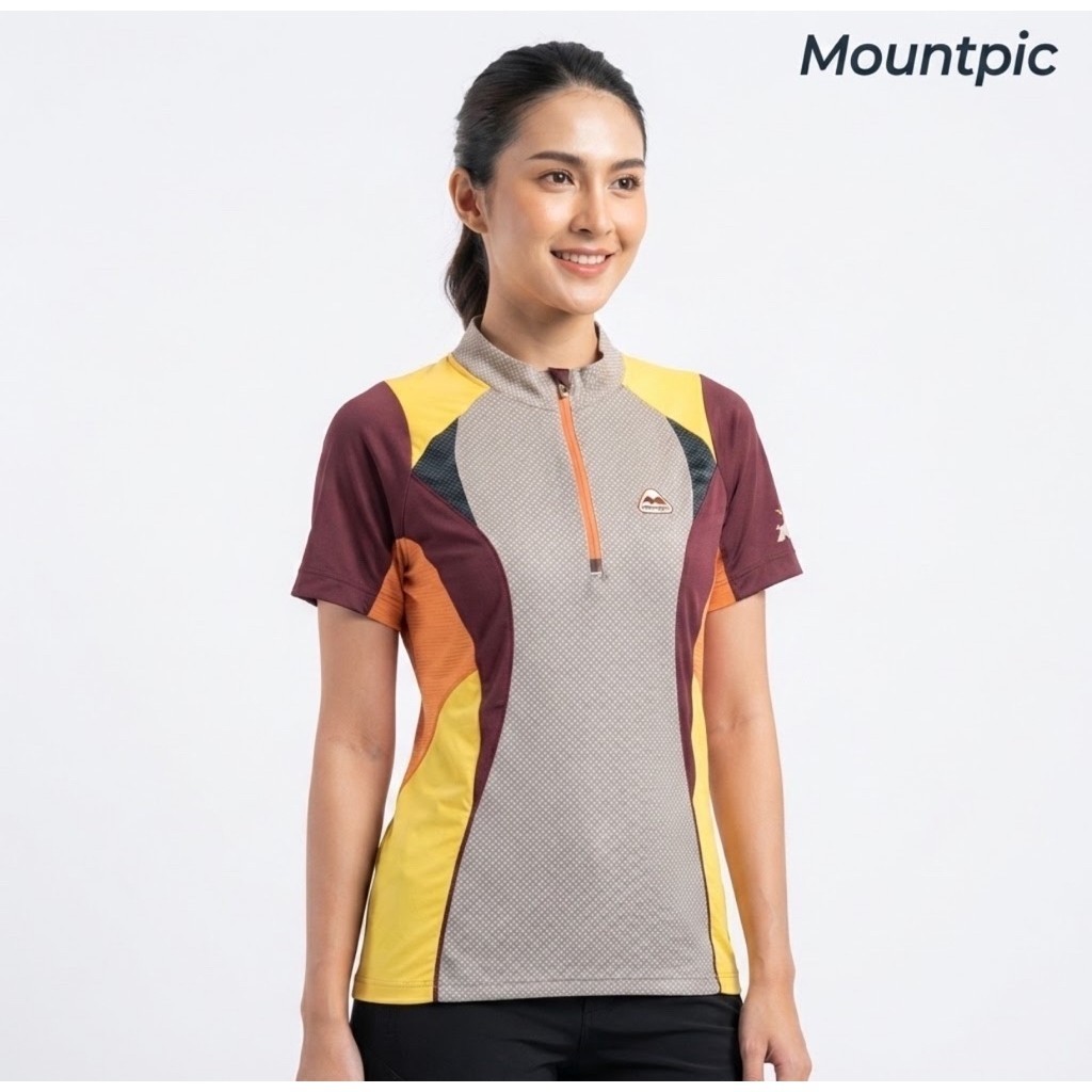 Kaos Baselayer MONTPIC Half Zip Baju Olahraga Wanita Original Second