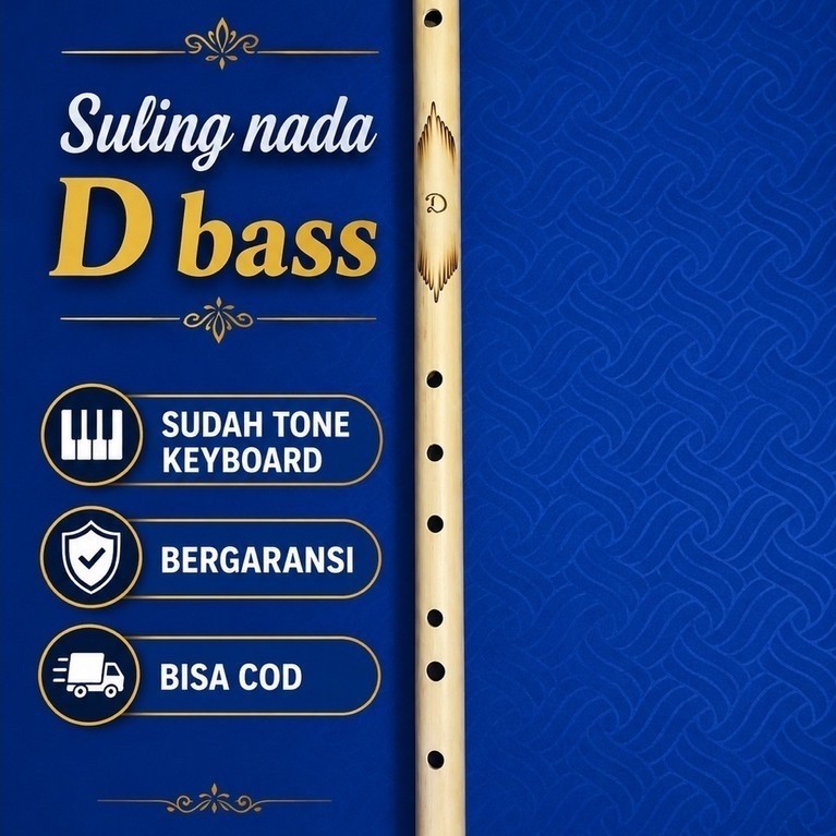 Suling Bambu Profesional Nada D Bass Standar Tone Keyboard Presisi + Free Packing Cones