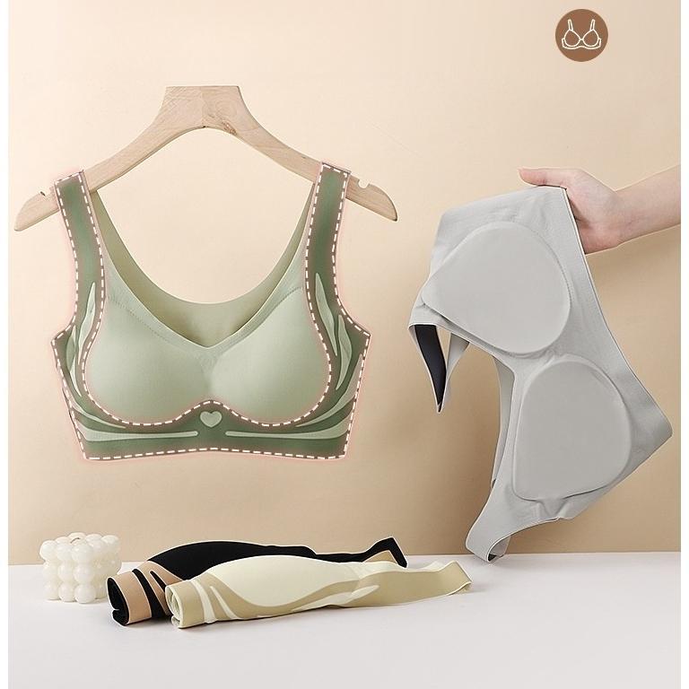 Hemat Thai Latex Padded Bra Women Seamless Non-Wired Sexy Lace Vest-Style Bra Top