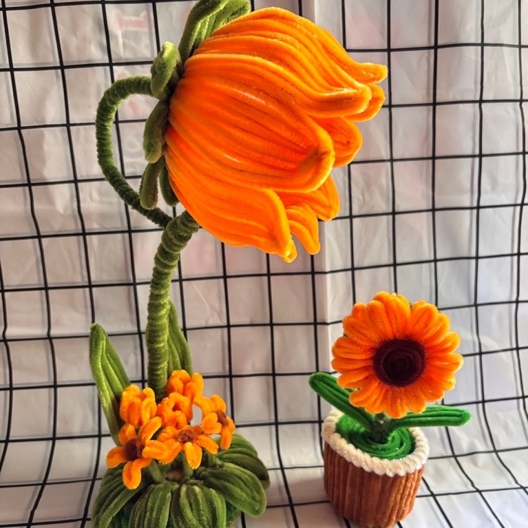Lampu led bunga kawat bulu Handmade Pipe Cleaner