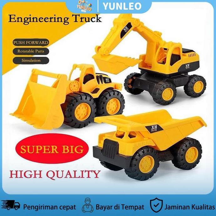 Yunleotoys Besar Truk Mainan Teknik Dump Truck Truk Mainan Bulldozer Excavator Traktor Mobil Mainan 