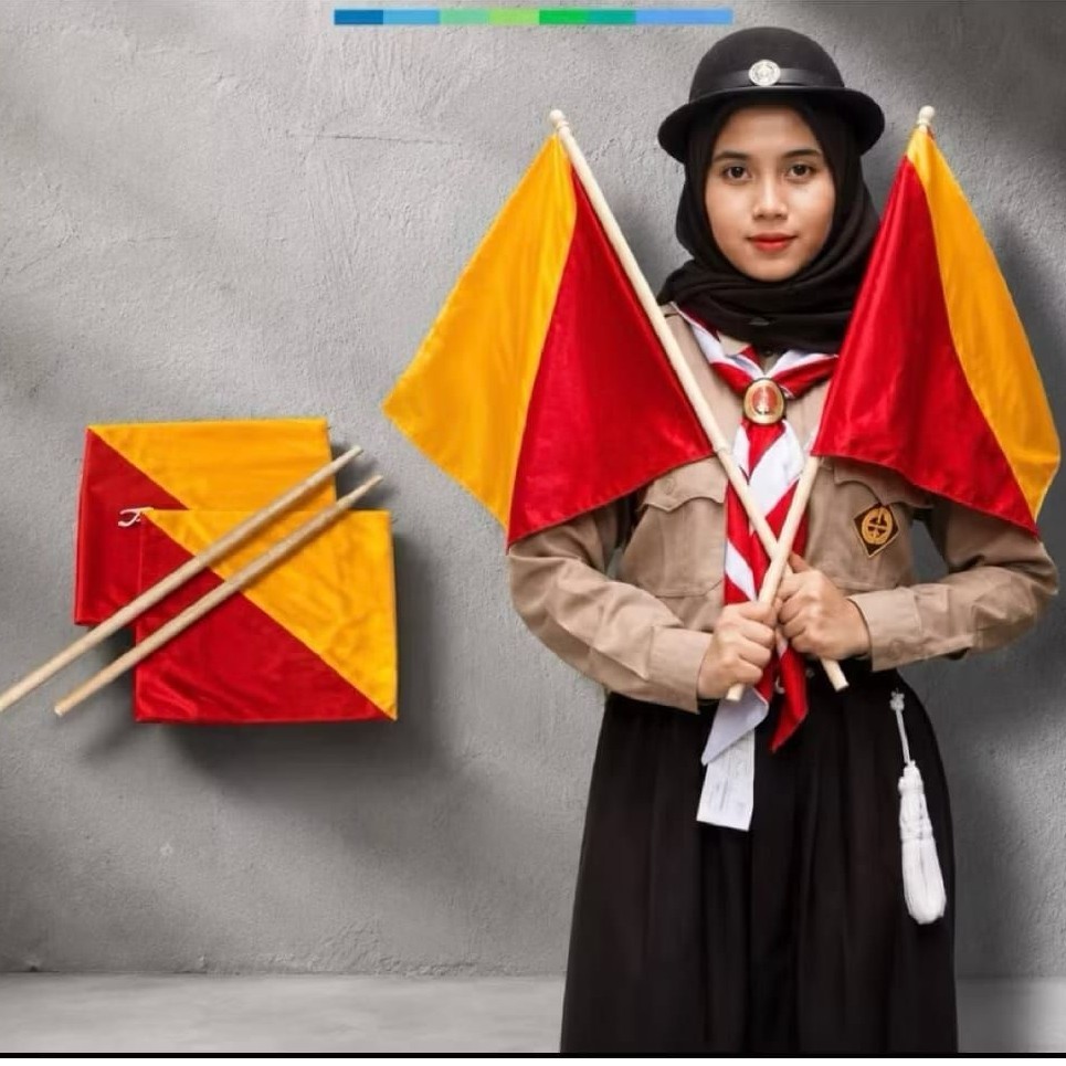 Bendera dan Stik tongkat Semaphore Semapur Pramuka sepasang / Bendera Semaphore Pramuka