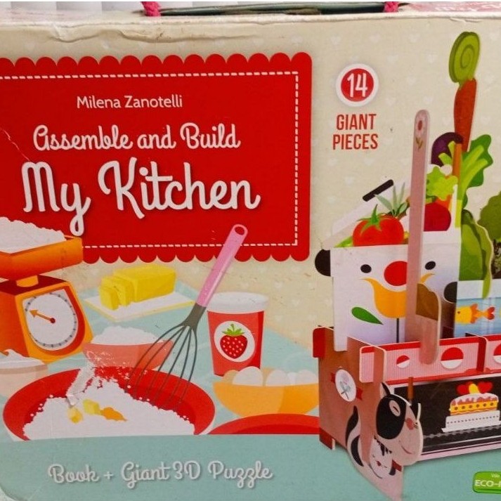 preloved buku anak Assemble and Build My Kitchen Book + Giant 3D Puzzle 14 Giant Pieces